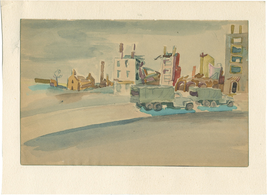 Кондратьев Павел Михайлович. Автомобили в разрушенном городе 